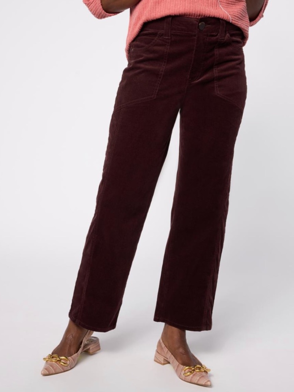 Democracy Skyrise Straight-Leg Pants in Deep Burgundy 8 petite